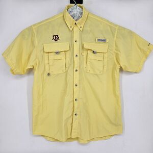 Texas A&M‎ Aggies Shirt Mens Small  Columbia Button Up PFG Yellow Vented S